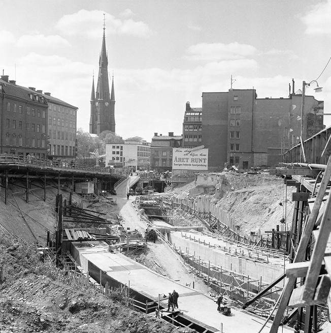 Subway under construction in Klara, Stockholm.